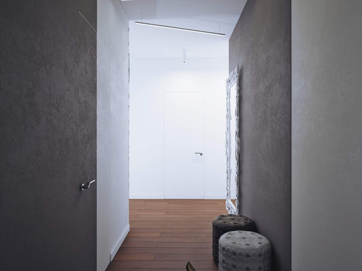 Серый коридор в стиле Минимализм